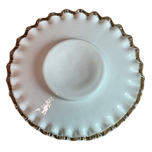 Vintage Fenton‎ Silver Crest Mayonnaise 2 Piece Set Milk Glass Scalloped Edges - Picture 9 of 9